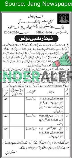 Makhdoom Bilawal Cooperative Housing Society Jamshoro Tender Notice